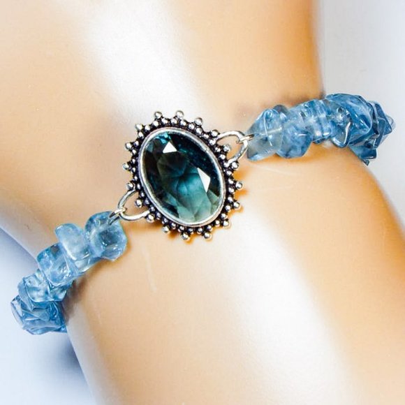 Cynthia Lynn "LONDON BLUE" Sterling Silver London Blue Topaz Beaded Bracelet - Picture 1 of 2